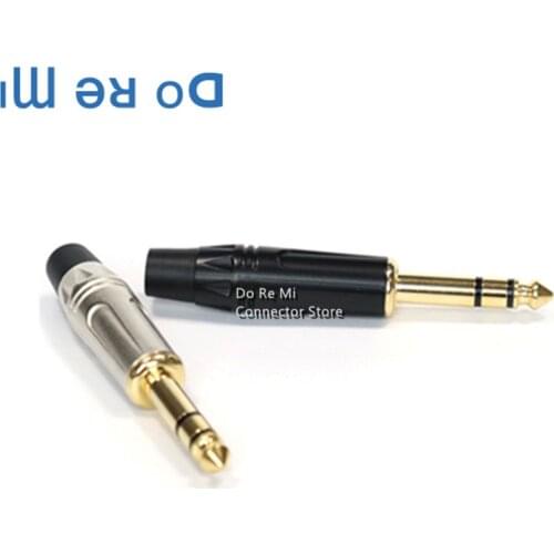 1PC Mono stereo Jack 6.35 1/4 Microphone plug 6.35mm Male plug guitar Black gold-plated mixer stereo DIY