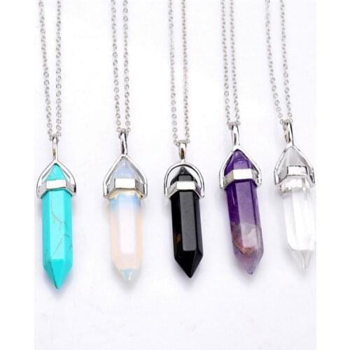 1PC Natural Crystal Rose Quartz Crystal Point Pendant Mineral Jewelry Couple DIY Lovers Gifts For Men Women Jewelry Necklace