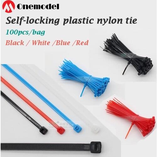100pcs/bag Self-locking plastic nylon tie/black/white/blue 3X100mm/5X300mm cable tie fastening ring cable tie zip wraps strap