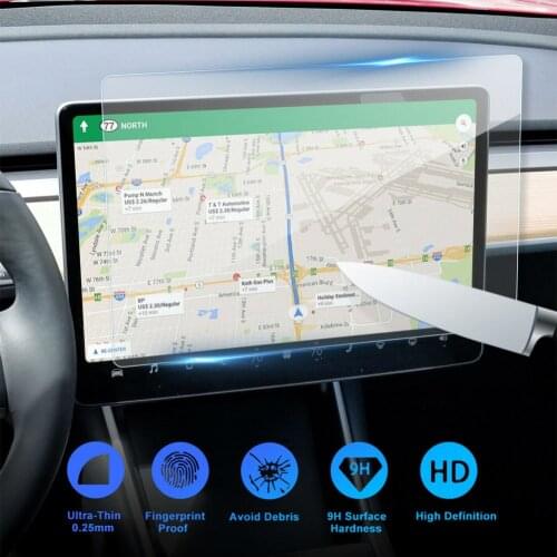 15 inch Car Navigation Touch Screen Transparent Protector 9H Anti-Glare 0.3mm Tempered Glass For Tesla Model 3