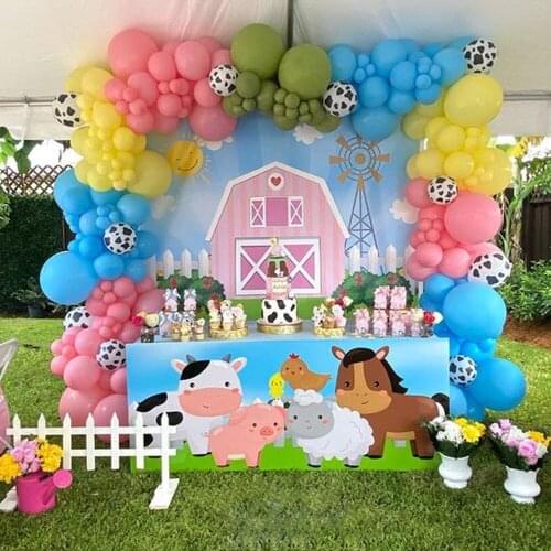 152pcs Farm Party Decoration Balloon Garland Arch Kit Cow Animal Birthday Backdrop Latex Air Globos Baby Shower Kids Supplies