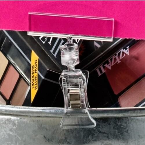 Clip-on 3" Sign Holder with Tilting Joint, Card Slot for Signage Photo Display Stands