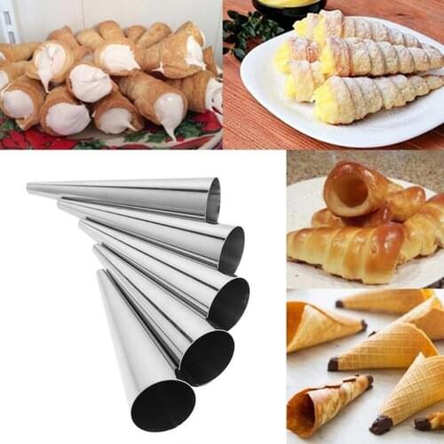 5pc 9cm Baking Cones Stainless Steel Spiral Croissant Tubes Horn Bread Pastry making Cake Mold Baking Suppliy Useful 50gB