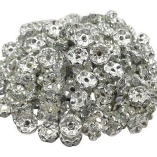 6mm 8mm 10mm 12mm 100pcs/lot Wave white Clear Czech glass Spacer Beads Metal silver Plated Charms DIY making s7645 crystal