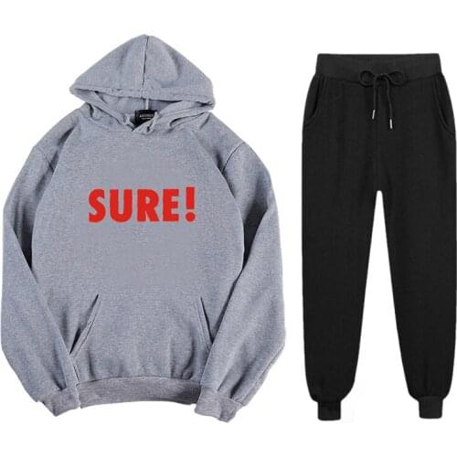 Abrini Women Fleece Pullovers Tracksuits Autumn Lettering Sweatshirts and Trousers Two Pieces Sets Women 2021 Autumn Winter