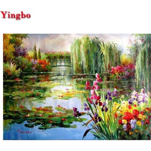 Diy Diamond Painting Cross Stitch Claude Monet Colorful Water lotus 5d Full Rhinestones Mosaic Inlay Diamond Embroidery icon