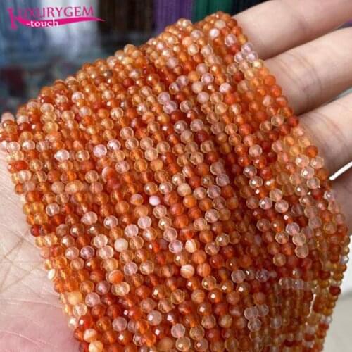 High Quality 3mm Natural Red White Agates Stone Faceted Round Shape Loose Spacer Small Beads DIY Gem Jewelry Accessory 38cm b171