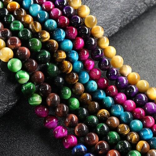 High Quality Round Natural Stone Brown Gold Tiger Eye Agates Round Beads 4 6 8 10 12 14 16 18MM DIY Jewelry Making Accessories