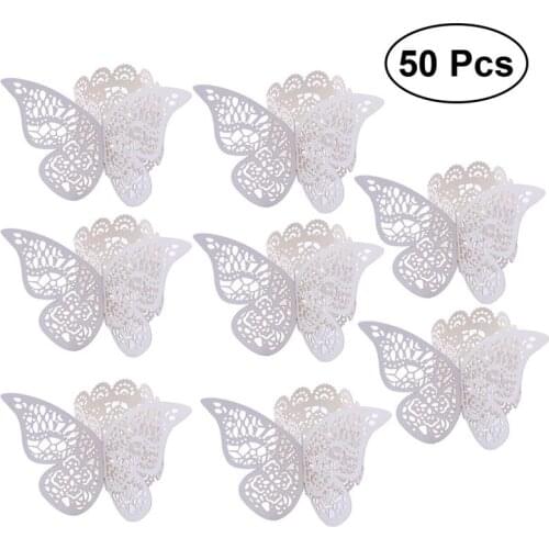 50Pcs Wedding 3D Butterfly Paper Napkin Ring Napkin Bands Napkin Ring Holders For Wedding Party Table Decoration