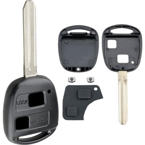 2 Buttons Car Remote Key Shell with TOY43 Blade&Rubber Button Pad Fit for Toyota