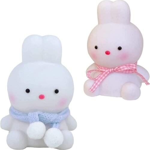 Cute Mini Rabbit Night Light Portable Battery Operated Bunny Lamp Plastic Warm Nightlight Decor Home Gift Kids Safety Room