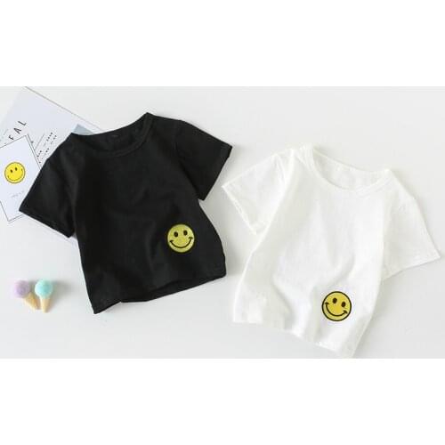 Cute Smile Face T Shirt Summer Baby Girls T-Shirts Short Sleeve Kids Boys T Shirts Baby Clothing Tops Tees Roupas Infantis