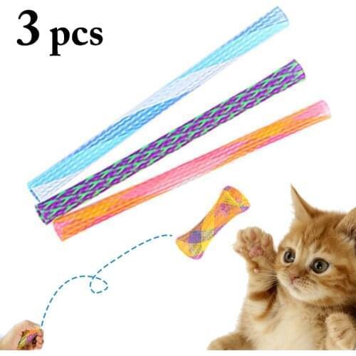 3pcs Freely Folding Spring Shape Cat Bouncing Toy Good Elasticity Pet Funny Playing Toys Supplies Cat Interactive Toy Cat Teaser