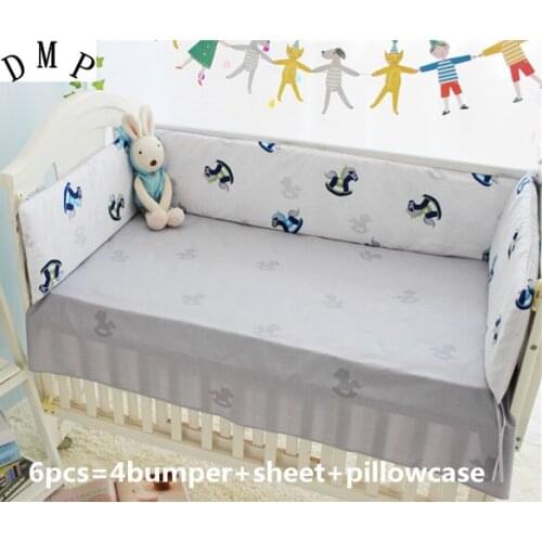 6PCS Baby bed crib piece bedding set baby bedding Bumper filler bed sheets protetor de berço (4bumper+sheet+pillow cover)