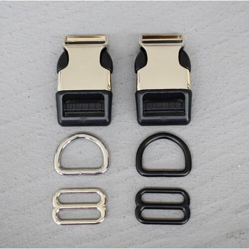 50 Sets 25mm Metal Hardware D Ring Belt Straps Piastic Side Release Buckle Curved Bracelet Dog Collar Accessories 3s8