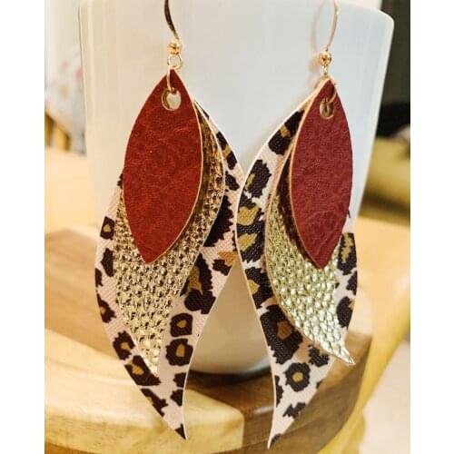 We Can Customize Three Layered Cream Cheetah Print Faux Leather Earrings
