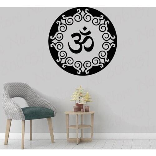 OM Yoga Symbol Wall Decals Religious Mandala Pattern Wall Sticker Home Decor Bedroom Removable Vinyl Decal Wallpaper WL1417