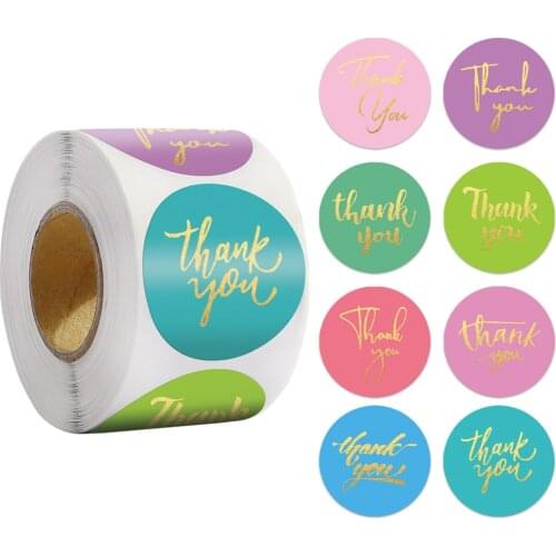 100-500pcs Thank You Adhesive Stickers 1 Inch Wedding Party Favors Envelope Mailing Supply Packaging Sealing Stationery Sticker