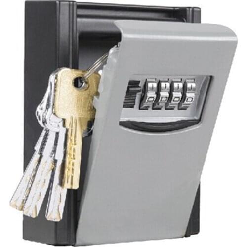 Nosii Key Lock Box Wall Mounted Aluminum Alloy Key Safe Box Weatherproof 4 Digit Combination Key Storage Lock Box