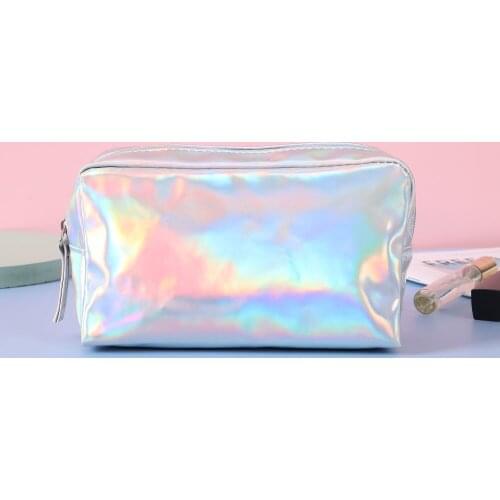 New simple laser makeup bag Macaron color versatile girl heart travel waterproof magic color cosmetics storage bag