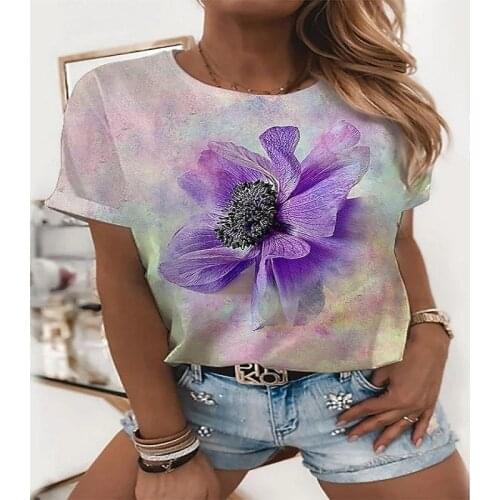 2021 summer new galaxy space 3D printing color starry sky cute cat funny casual fashion short-sleeved summer T-shirt oversize