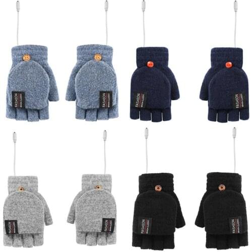 New Winter Heated Gloves 5V USB Heated Gloves Breathable Knitted Heating Gloves Knitting Battery Powered Sports Outdoor Hunting