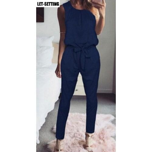 New fashion sleeveless straps jumpsuit trousers womens clothing S-XL,black,white,blue
