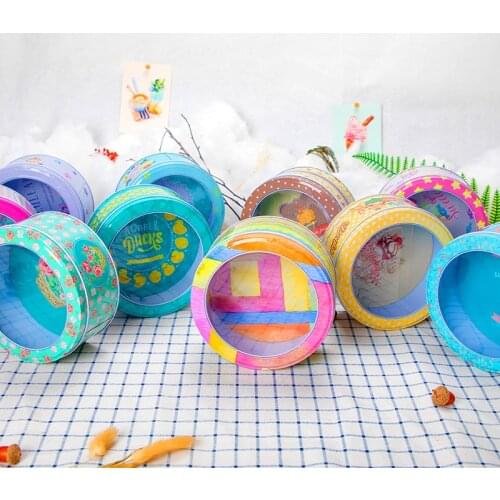 New Transparent Sunroof Tinplate Candy Box Large Round Floral Baking Cookie Cake Gift Box Tea Jewelry Seasoning Storage Box