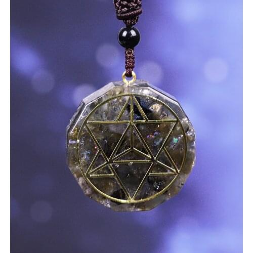 Orgonite Pendant Orgon Aura Necklace Labradorite Necklace Amulet Necklace Energy Converter Energy Yoga Necklace Gift
