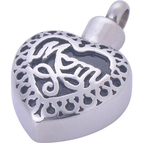 Mom Keepsake Memorial Pendant Necklace Opens and Closes Screw Stainless Steel Cremation Ashes Urn Necklace Pendant Jewelry