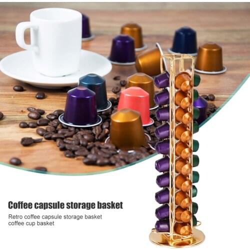 Practical Coffee Capsules Dispensing Tower Stand for 40 Nespresso Capsules Storage Pod Holder Home Office Storage Organizer Rack