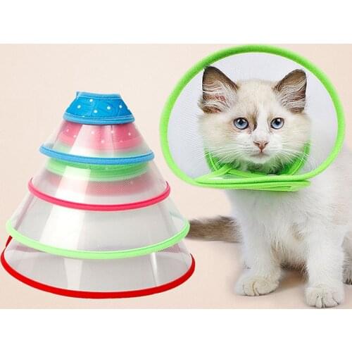 Adjustable Pet Recovery Collar Cat Cone Soft Edge Plastic Dog Cone Anti-Bite Lick Wound Healing Puppy Safety Protective E-Collar