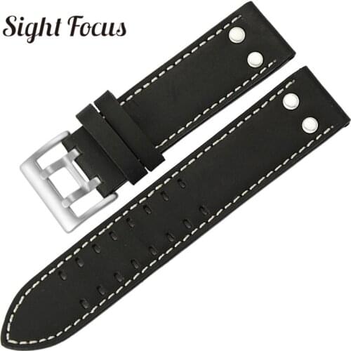 20mm 22mm Calf Leather Strap for Hamilton Classic Jazz Seiko Watch Band Rivet Military Pilot Khaki GMT Field Aviation Watchband