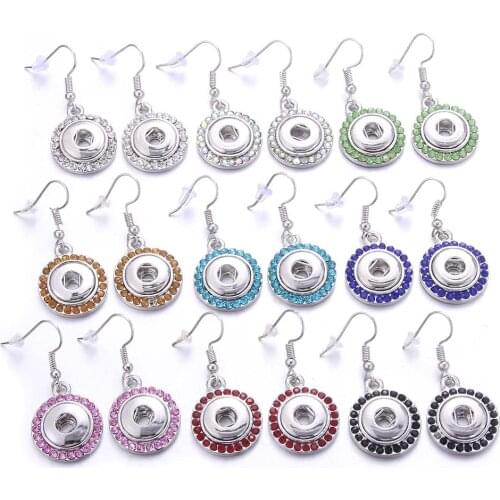 2019 New 12mm Snap Jewelry Rhinestone Crystal Snap Earrings For Women fit 12mm Snap Button Earrings for Women Earrings