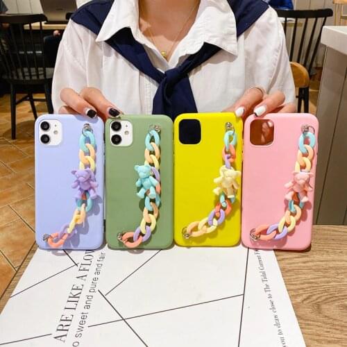 Cute 3D Candy Bear Wrist Chain Strap Silicone Case For Xiaomi Mi Note 10 Lite Mi 9 9T 10T Pro 10 11 Ultra 11i 11X Soft TPU Cases