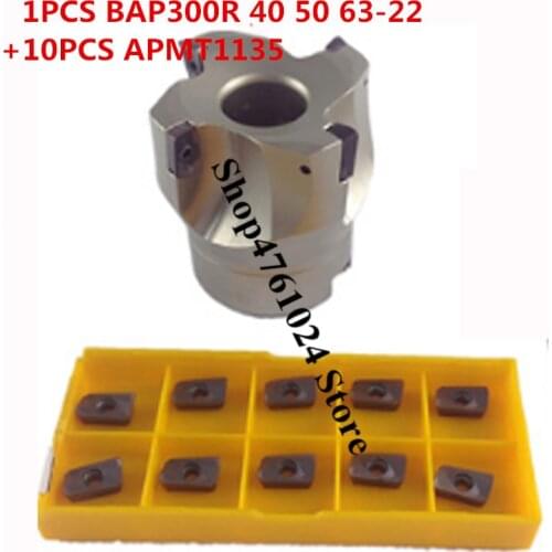 Hot Sale 1PCS BAP300R 40/50/63 22 4F Flute Face End Mill Flat Cutter +10pcs APMT1135 Carbide Inserts APMT 1135 PDER