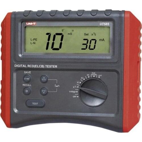 UNI-T UT585 Digital RCD Tester Leakage Protection Switch Tester Auto RAMP UT-585 AC Voltage Freq 60V-400V 50-60Hz LCD Backlight