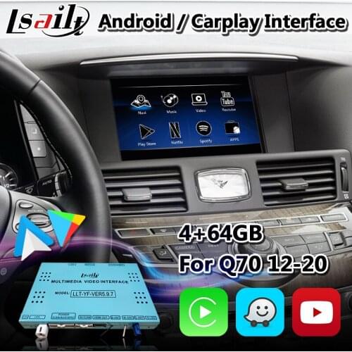 Lsailt Android Video Interface for Infiniti Q70 2014-2020 Year With Wireless carplay GPS Navigation Waze Youtube