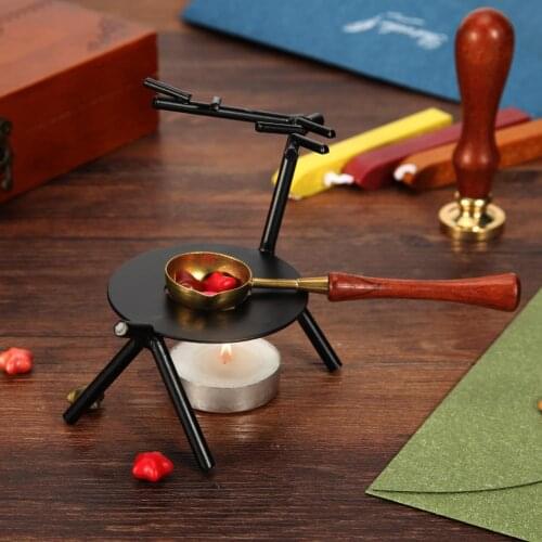 Retro Sealing Wax Furnace Stove Tripod Fire Paint Wax Seal Stamp Stick Warmer Wax Furnace Stove Pot Melting Glue DIY Craft