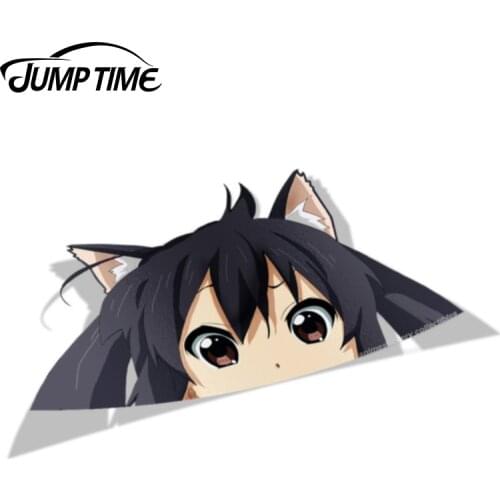 Jump Time 13cm x 6.9cm K-on - PEEK - BIG HEAD Kawii Decal Vinyl Sticker Car Truck Window Waifu Laptop Stickers Car Covers