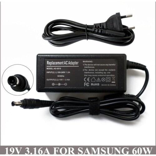 19V 3.16A 60W Laptop Charger AC Adapter For Notebook Samsung X60 X65 R50 Adp-60zh A AD-6019 AD6519 R540 R580 300E