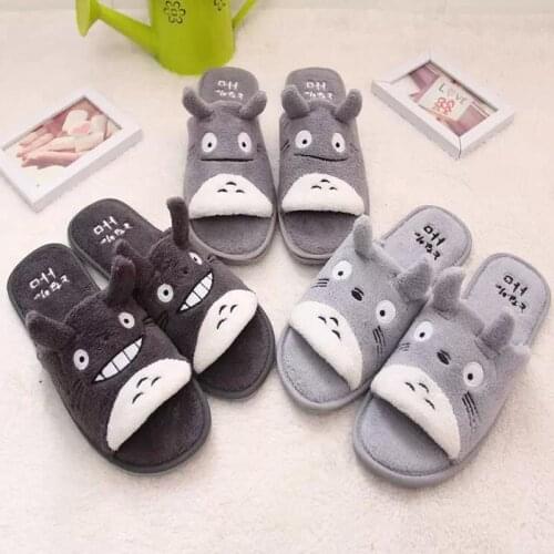 Woman ManTotoro Cartoon Plush Winter Slipper Couple Childrens Lovely Home Chinchillas Non-slip Bedroom Warm Totoro Slippers