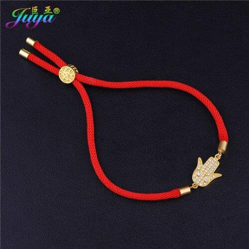 Gold//Rose Gold Hamsa Hand Bracelets Micro Pave Zircon Fatima Charm Bracelets Adjustable Chains Rope Bracelet