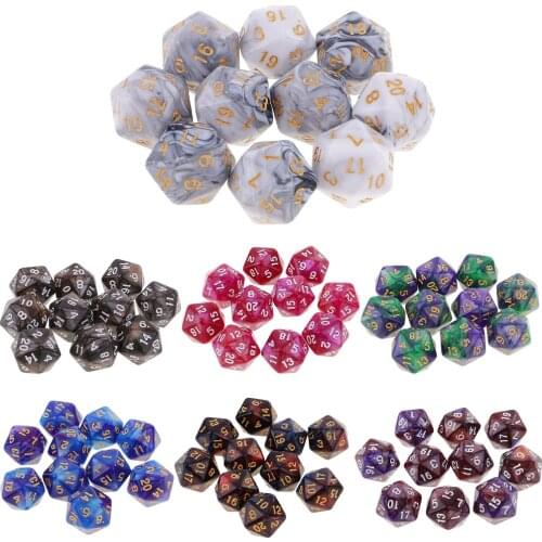 10pcs Polyhedral 20 Sided Dice D20 Dices RPG Dice Board Game Props Tabletop Gaming Supplies - Double Colors