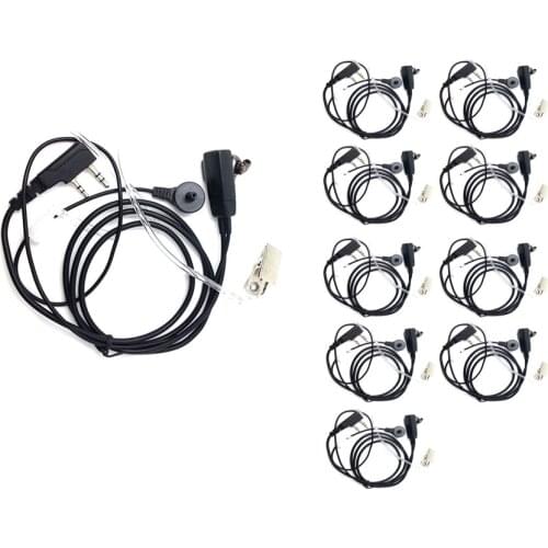 10PCS Air Acoustic Tube Earphone for Walkie Talkie Baofeng Radio K Port PTT Earphone with Microphone for UV-5R 888 4s Guard Earp