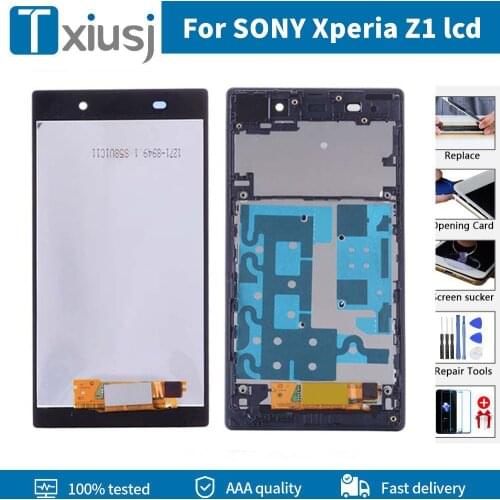 100% Test LCD Screen For SONY Xperia Z1 C6902 C6903 L39H LCD Display Touch Screen With Frame Digitizer Assembly Free Tools