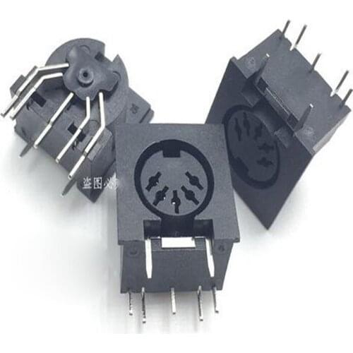 100Pcs/Lot S Terminal Jack/Socket Female connector PS2 5Pin 5P 90 Degree