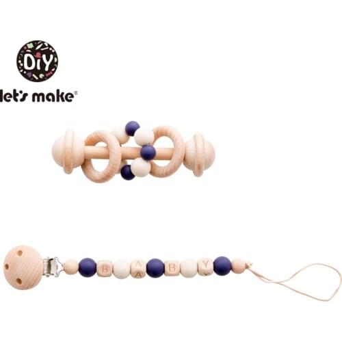 Lets Make 2pc/set Baby Rattles Crib Mobiles Diy Nursing Jewelry Beech Wood Pacifier Clip Holder For Nipples Pacifier Chain