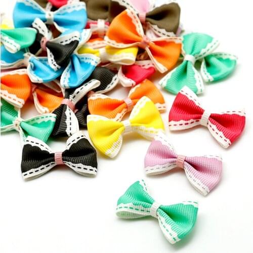 25pcs 4x2.5cm Dots Satin Fabric Ribbon Bow Patch For DIY Craft Supplies Wedding Decoration Handmade Garment Sewing Accessories