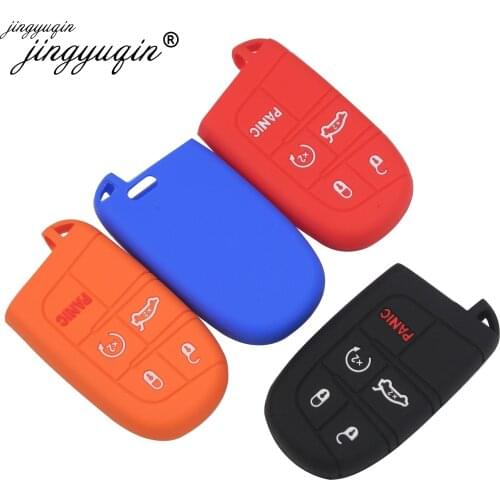 Jingyuqin 50pcs 5 Buttons Silicone Remote Smart Key Cover Case Shell For Dodge Journey Charger for Jeep Renegade Grand Cherokee